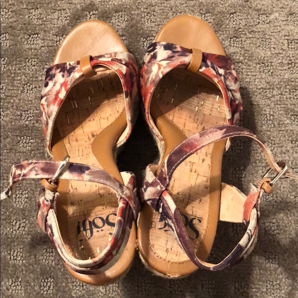 Sofft Straw Ankle Strap Wedges